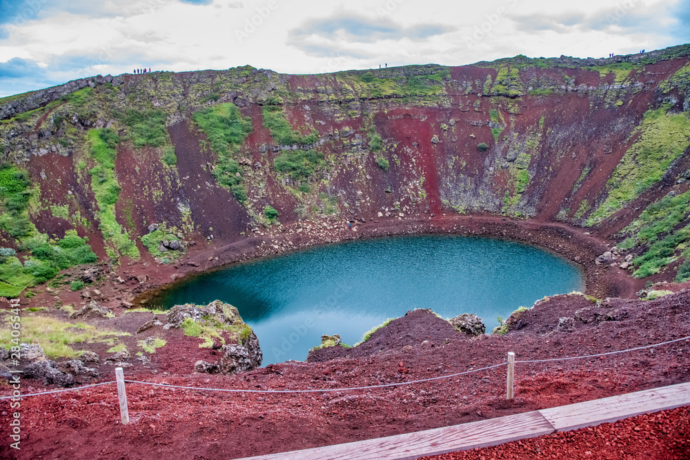 Sticker Iceland Vulcano Crater at Kerio as a Tourist Attraction at the Golden Circle