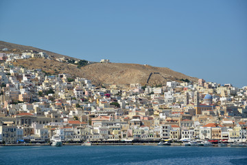 Fototapeta na wymiar Syros Island Photography from the sea Ermoupoli