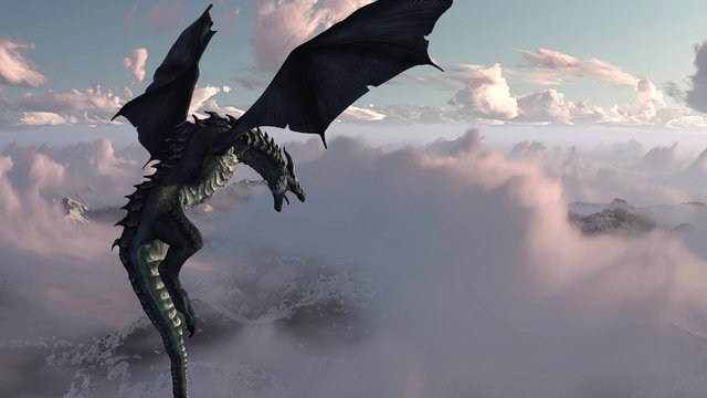 High resolution Ice dragon 3D rendered. Write your text and use it as poster, header, banner or etc.