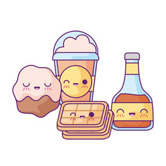 honey with waffle and set food kawaii style