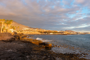 La Caleta village at sunset, Tenerife Island, Spain