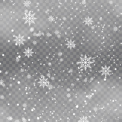 Christmas background with falling snowflakes. Vector