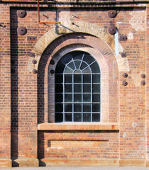 Fototapeta na wymiar Old Glass window at the Carriageworks Eveleigh Sydney