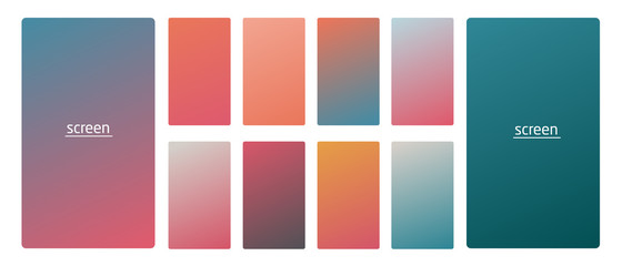 Vibrant and smooth gradient soft colors for devices, pc s and modern smartphone screen backgrounds set vector ux and ui design illustration