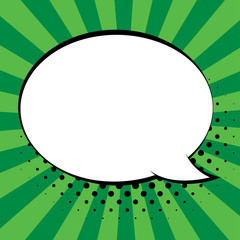 Comic speech bubbles on colorful background and halftone shadows.