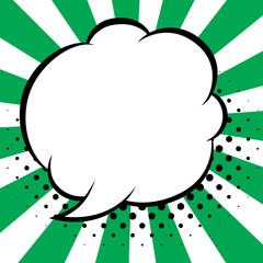 Comic speech bubbles on colorful background and halftone shadows.