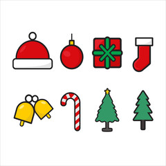 8 christmas icons in one file, Illustration of logo elements. icon design. colored collection. Christmas concept. Can be used on mobile.