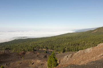 Mountain landscape above the clouds