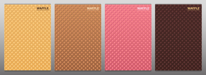 Colorful Wafer texture sweet food background. Ice cream waffle.