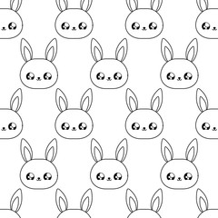pattern of heads cute rabbits baby animals kawaii style