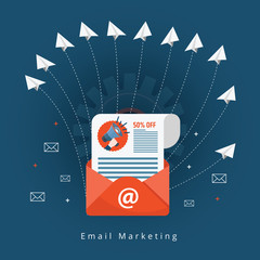  Flat vector for email marketing, newsletter marketing, email subscription and drip campaign 