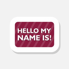 Hello my name is sign with blank white copyspace for text message