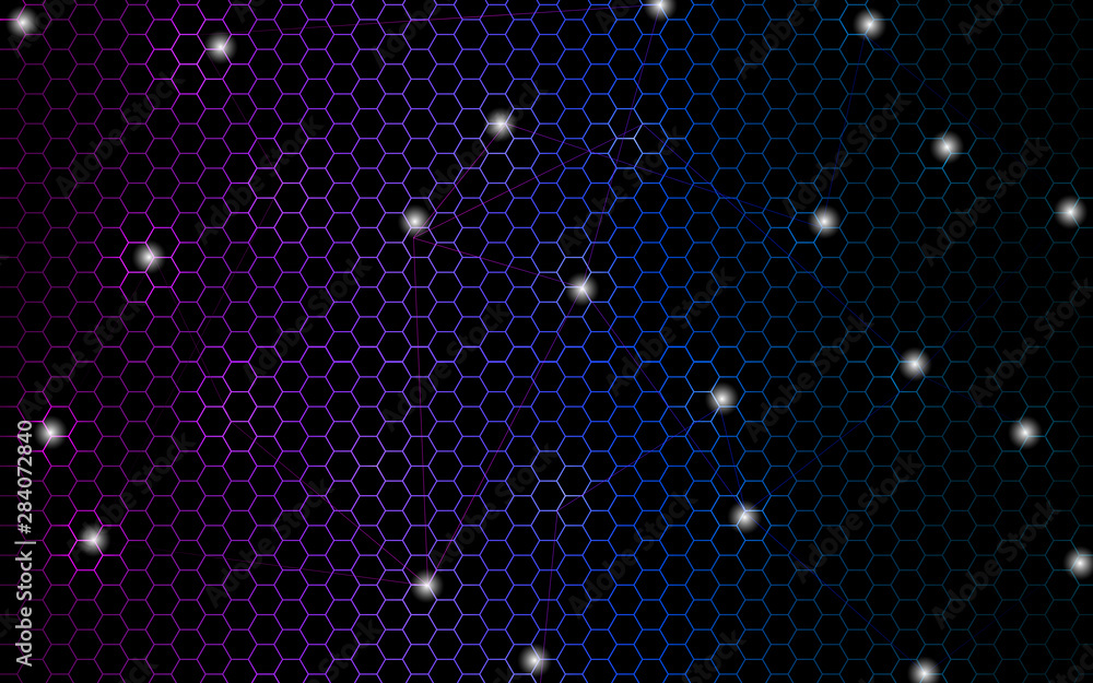 Poster colorful wavy dots circle and line concept background. technology science shape for use element bann