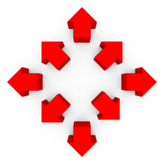 Red Arrows 3D Illustration Set. Modern Design for branding, poster, cover, economics and infographics.