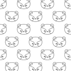 pattern of heads cute raccoons baby animals kawaii style