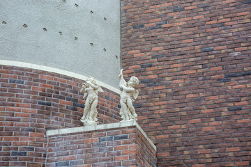 Cupid angel sculpture of European church with wings