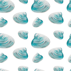Pattern Sea Shell pearl illustration watercolor Ocean Animals Digital paper Textile set Summer decor Wallpaper on the wall Wallpaper design scrapbooking