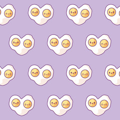 pattern of delicious fried eggs kawaii style