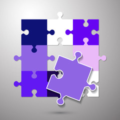 Abstract background from bright puzzle pieces. The composition is an unfinished puzzle.