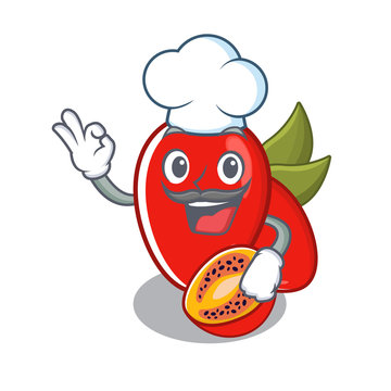 Chef tamarillo betaceum grows in cartoon tree
