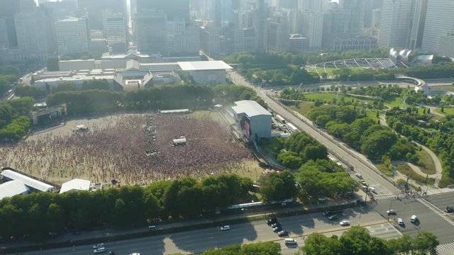Circling View of Lollapalooza Crowds - Commercial Use