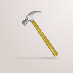 Realistic hammer icon isolated on white background. Vector illustration.