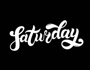 Saturday. Day of the week. Hand drawn lettering. Vector illustration. Best for calendar design