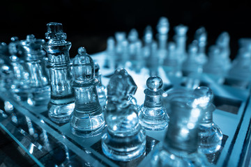 The concept of business competition: Close-up piece of glass rises