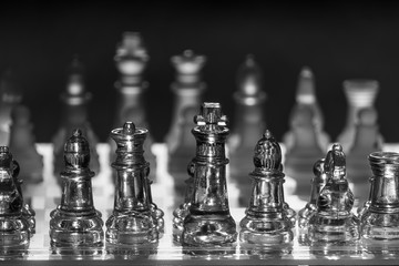 The concept of business competition: Close-up piece of glass rises