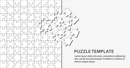 Jigsaw puzzle background with many white pieces. Abstract mosaic template