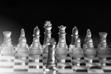 The concept of business competition: Close-up pieces off a military confrontation with rivals alone