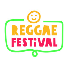 Reggae festival. Badge vector lettering illustration on white background.