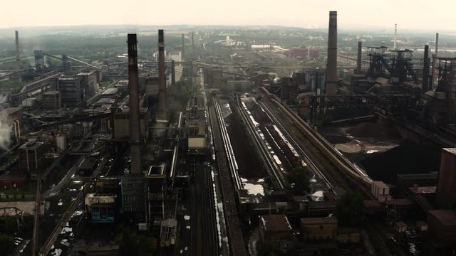 is the largest steelmaker in the central Europe mittal , aerial drone shot over , This clip is available in two different gradings , 10bit color or dji color lut 