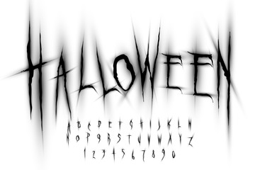 Halloween font, Letters and Numbers, vector eps10 illustration