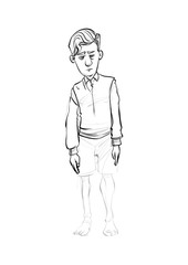 sketch illustration of boy in shorts