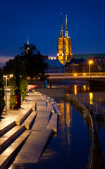 Fototapeta premium Urban landscape at night. Wroclaw, Poland.