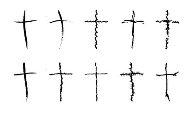 Cross icons set. Christians sumbol. Abstract symbol of faith in god. Vector illustration.