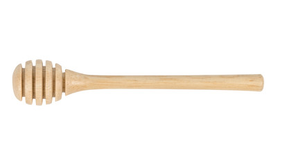 Wood honey dipper isolated on white background