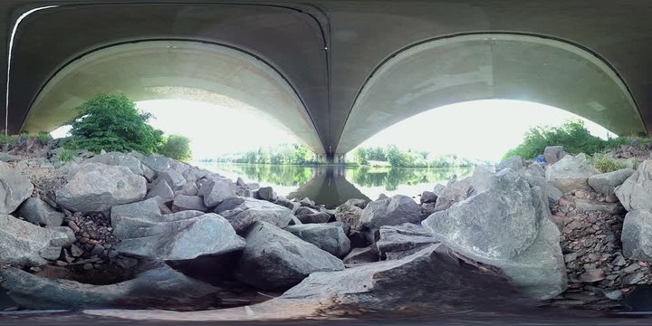 VR360, Autobahnbr&uuml;cke von unten, Spannbetonbr&uuml;cke &uuml;ber den Main, VR 360, 360VR, 360VR Video