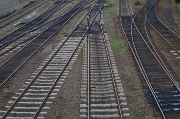 Fototapeta premium Railway tracks at a train station