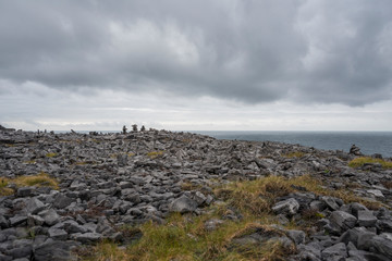 Dramatic sky and stone surface on Aran islands, Ireland