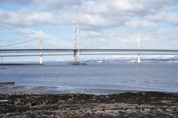 Two bridges above the river in sunny day in Scotland