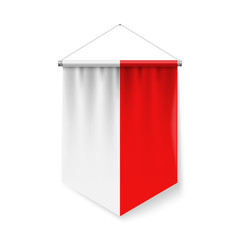 Vertical Pennant Flag of Indonesia as Icon on White Background with Shadow Effects. Patriotic Sign in Official Color Scheme, Indonesian Falg