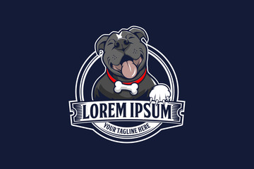 friendly pitbull animal cartoon character vector badge template