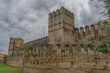 Fototapeta premium Antigua muralla defensiva de la ciudad de Sevilla, España 