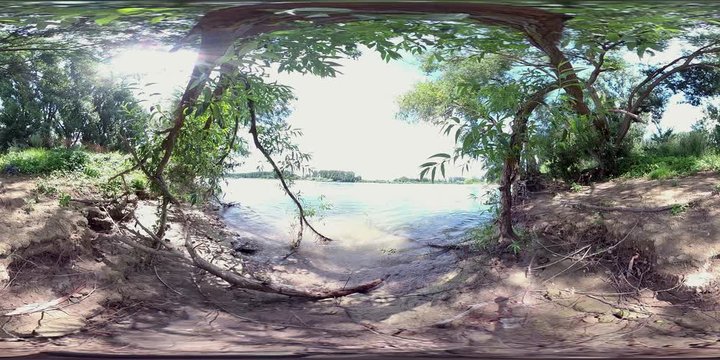 VR360, Flusslandschaft am Rhein, Auwald bei Gernsheim, Hessen, VR 360, 360VR, VR