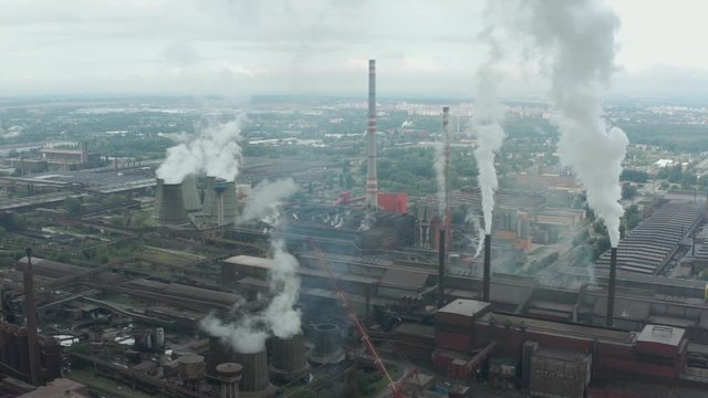 is the largest steelmaker in the central Europe mittal , aerial drone shot over , This clip is available in two different gradings , 10bit color or dji color lut 