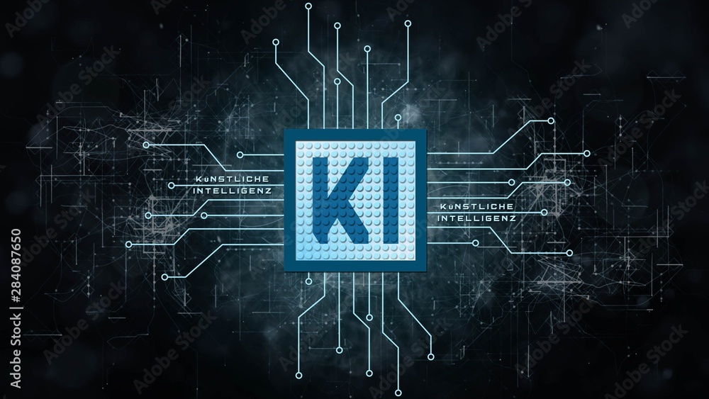 Poster ai - artificial intelligence background (in german ki - kuenstliche intelligenz hintergrund) - abstr