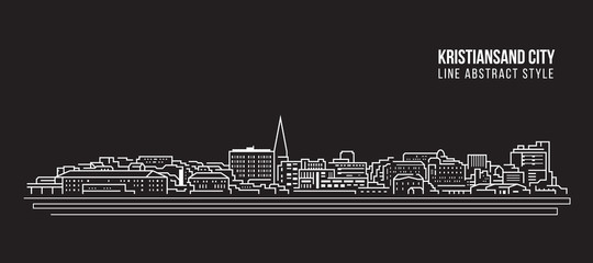 Cityscape Building Line art Vector Illustration design - Kristiansand city