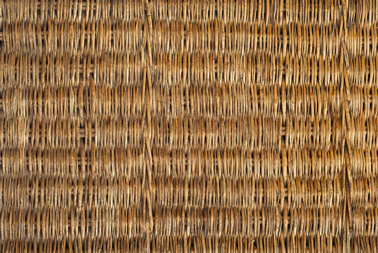 Texture of wicker products. Basket woven from the vine closeup.